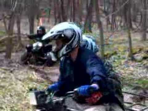 Glen and the boys crossing a mudpit in Rockport, WV.