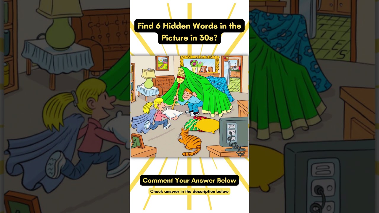 Word Search - Eye Test Quiz : 30 seconds to find 6 hidden words!  #youtubeshorts #quiz  #puzzle