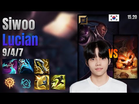 Siwoo Top Lucian vs Gnar lol KR solo rank Full Game 15.20 | 시우 루시안 vs 나르