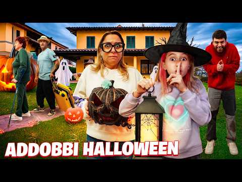 GIORGIA FA I PREPARATIVI DI HALLOWEEN PER LA NOSTRA CASA DI NASCOSTO! PAPÀ SALVO LO SCOPRE!