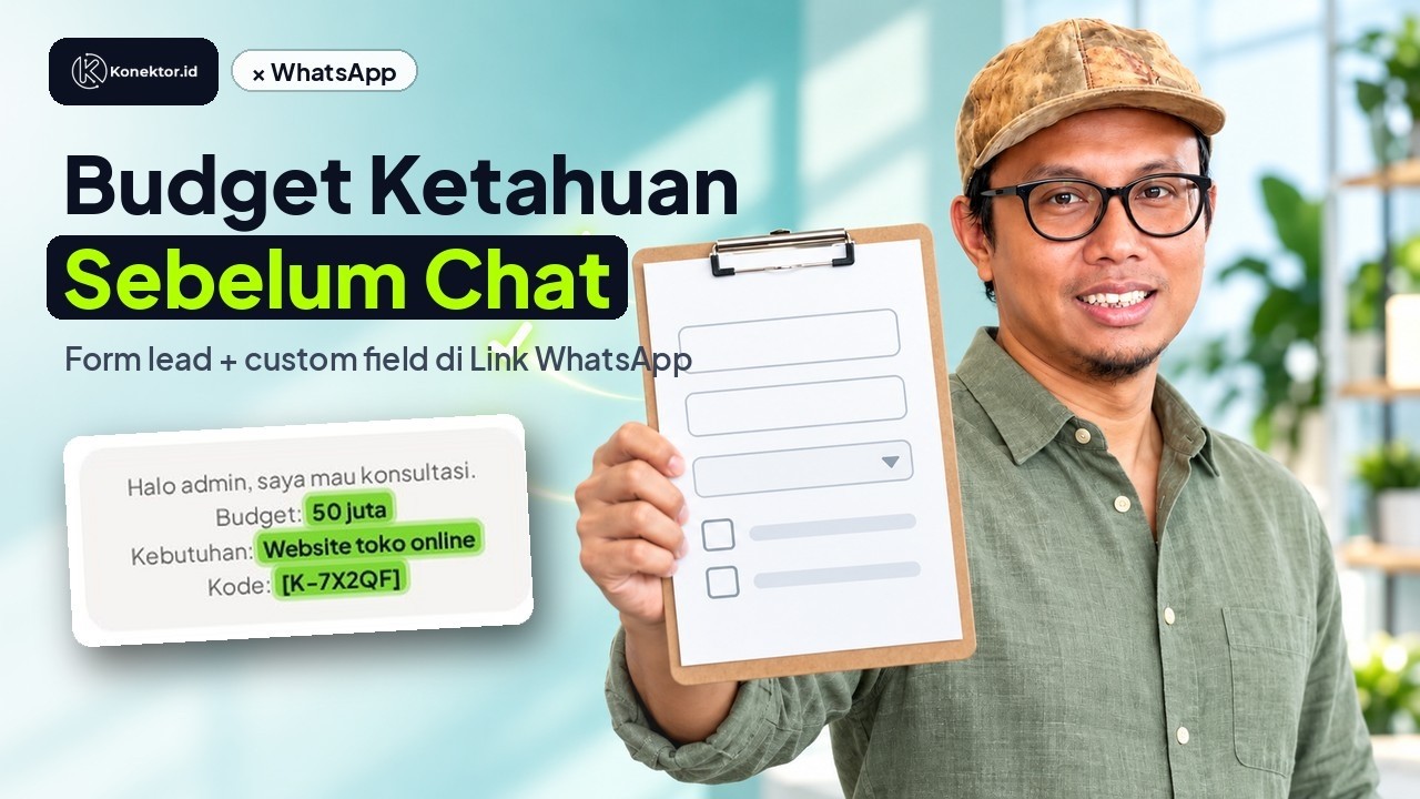 Lead form with custom fields: the customer budget arrives in the WhatsApp chat, in 1 minute (Indonesian narration)