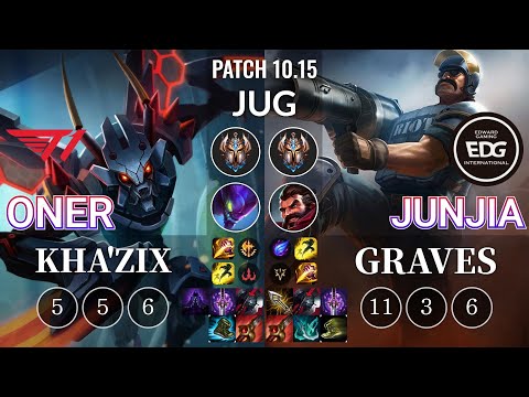 T1 Oner Kha'Zix vs EDG JunJia Graves Jungle - KR Patch 10.15