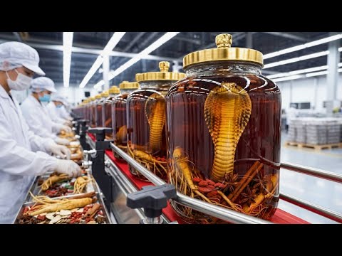 Inside the Snake Wine Mega Factory: How King Cobras Become Luxury Alcohol (Full Process)