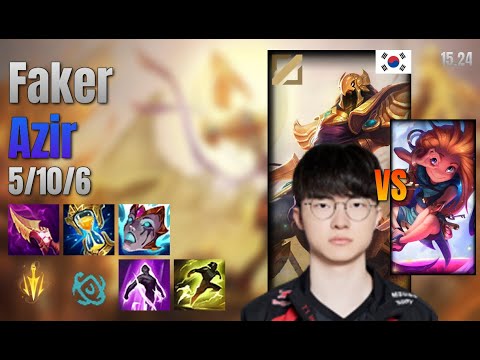 Faker Mid Azir vs Zoe lol KR solo rank Full Game 15.24 | 페이커 아지르 vs 조이