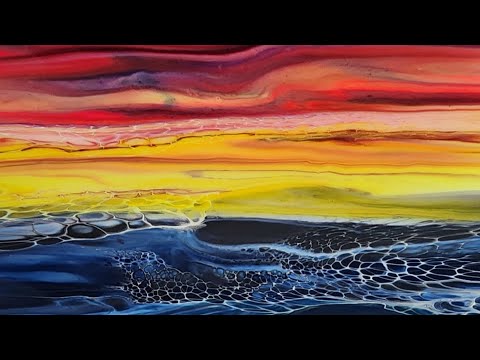 80. Colorful Beachy Swipe with leftover paints #sheleeart #bloomtechnique #fluidart