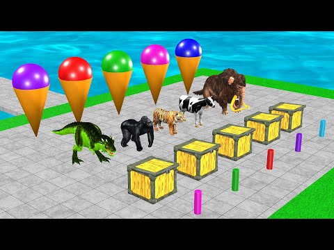Wild Animals Running And Jumping Game With Gorilla Choose The Right Magic Box Challenge Video