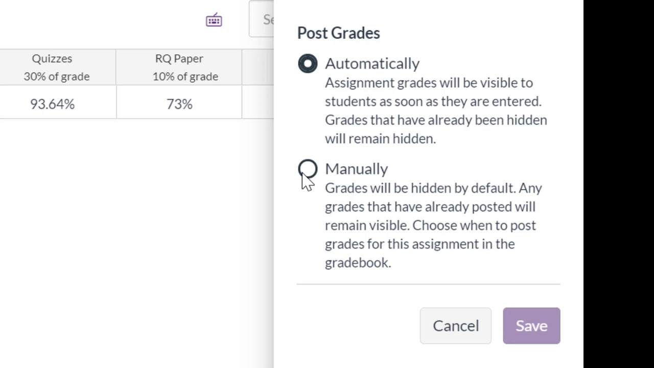 Canvas Grade Posting Policy