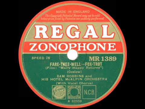 1934 Sam Robbins - Fare Thee Well (Sam Robbins, vocal)