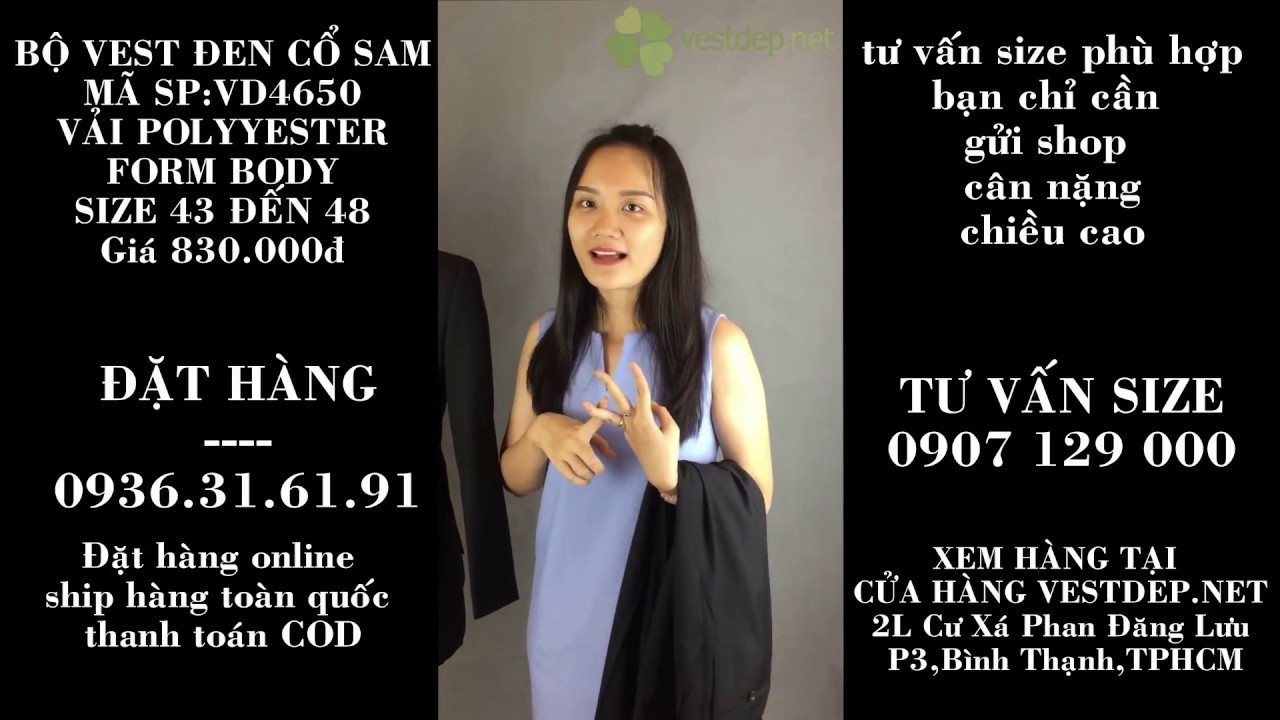 Video vest nam màu đen cổ sam đen