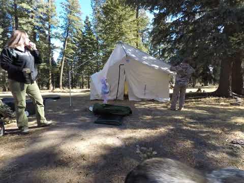 Putting up a Davis Tent 16x14 Outfitter Wall Tent with awning