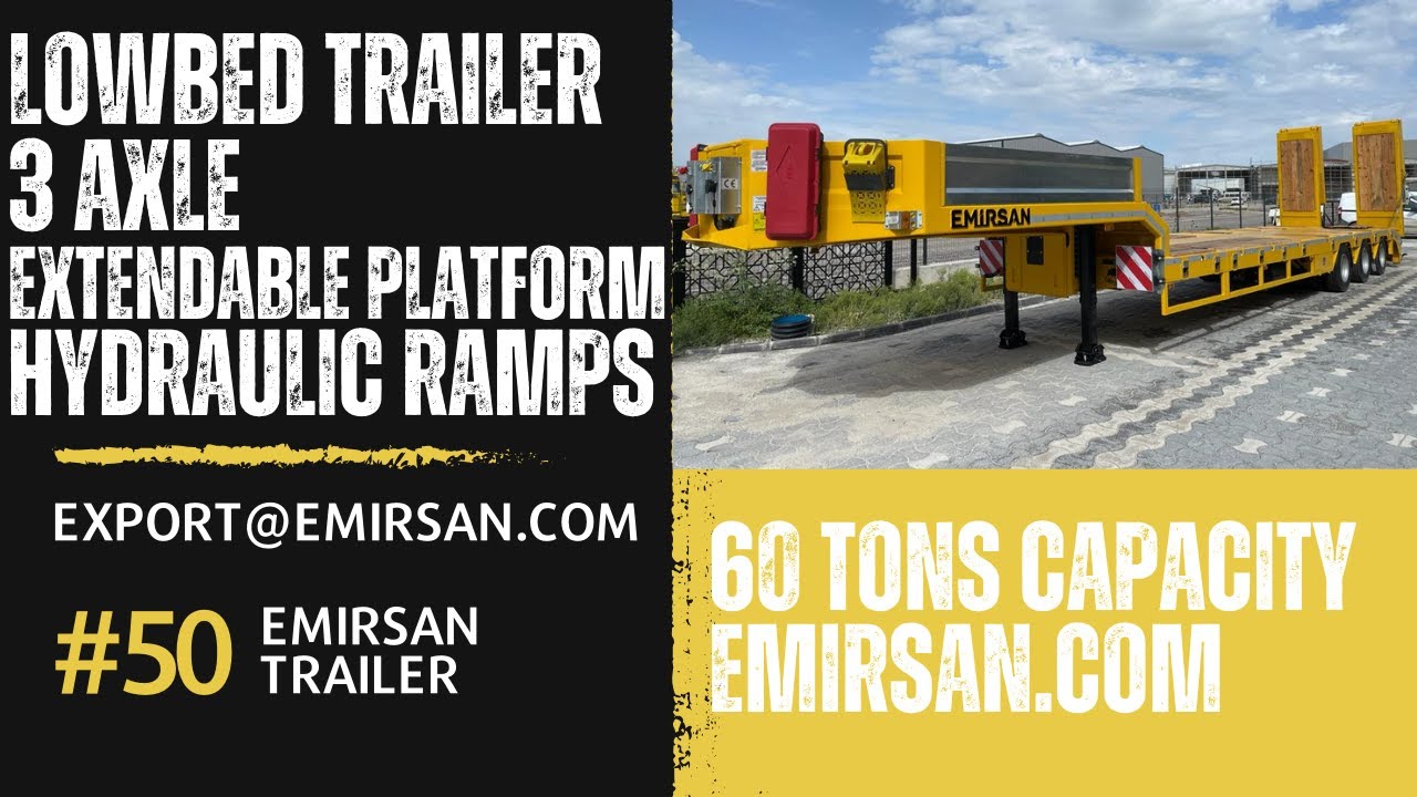 3 Axle Extendable Platform Lowbed Semi Trailer