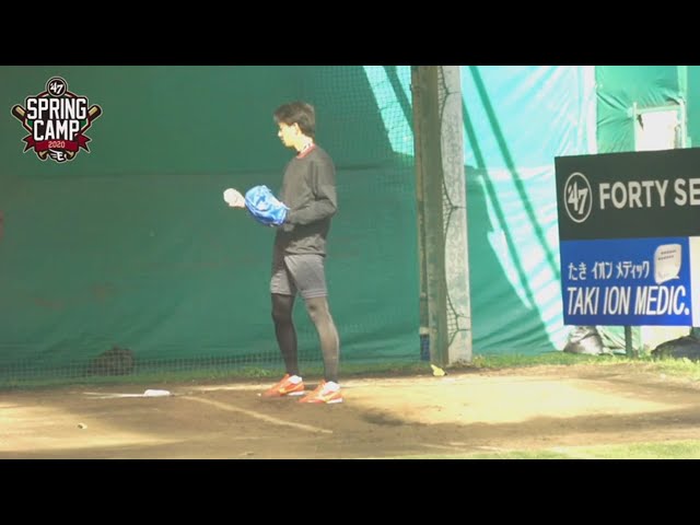 【イーグルス春季キャンプ】開幕投手候補のイーグルス・岸がブルペンで感触確かめる 2020/2/1