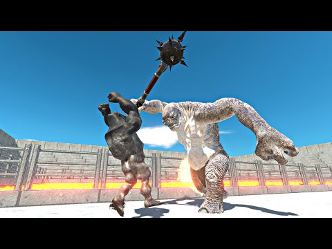 One Eyed Troll vs Mutant Primates in Lava Stadium Arena - Animal Revolt Battle Simulator