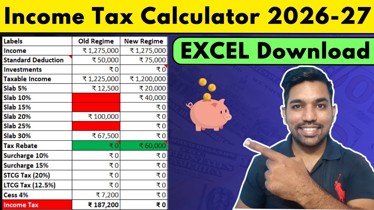 Income Tax Calculator 2026-27 Excel DOWNLOAD | New vs Old Tax Regime in hindi