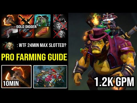 100% GOLD DIGGER Max Slotted in 24Min - NEW Alchemist Farming Guide 1200 GPM Crazy Speed DotA 2