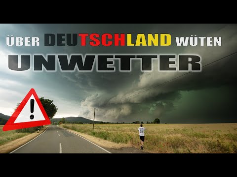 Severe SEVERE WEATHER over Germany with hail & storm / heavy rain and a massive supercell