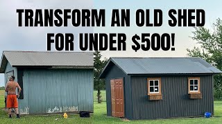 Transforming our old shed for under $500! | Whole process start to finish! | HOME RENOVATION VLOG