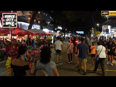 Jesolo City Center Walk After Beach Nightlife