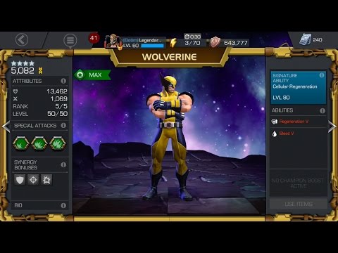 Maxing out Four Star Wolverine! Rank up to 5/50! Marvel Contest of Champions