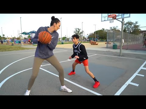 1v1 vs World’s TALLEST Girl Basketball Player