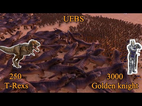 3000 Golden Knight's vs 250 T-Rexs | Ultimate Epic Battle Simulator |