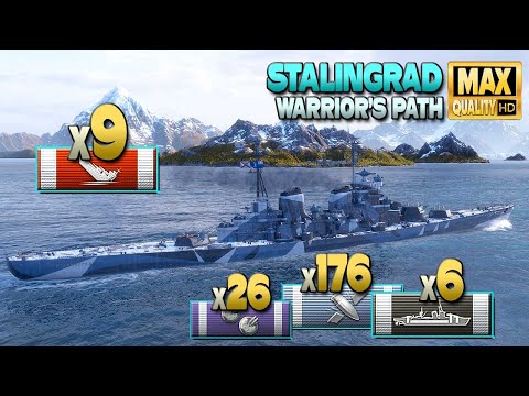 Cruiser Stalingrad: 9 ships destroyed on map Warrior's Path - World of Warships