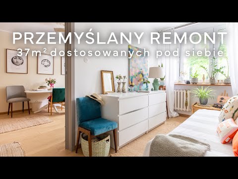 Dwa pokoje i osobna kuchnia na 37m² - mieszkanie w bloku pełne stylowych dodatków | HOME TOUR