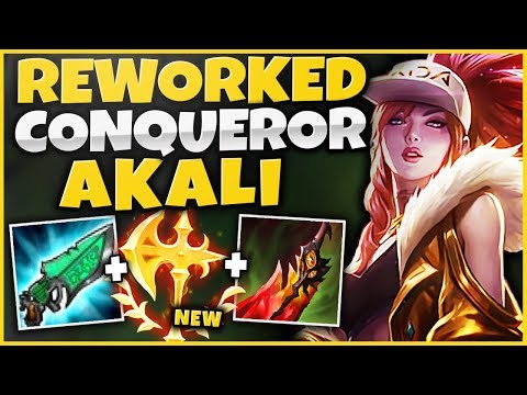 CONQUEROR REWORK AKALI IS 100% AMAZING!  INSANE TRUE DAMAGE + HEALING! - League of Legends
