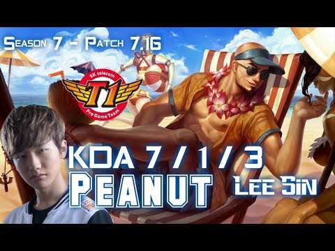 SKT T1 Peanut LEE SIN vs REK'SAI Jungle - Patch 7.16 KR Ranked