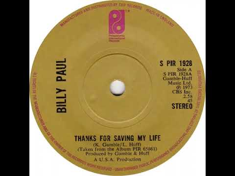 UK New Entry 1974 (3) Billy Paul - Thanks For Saving My Life