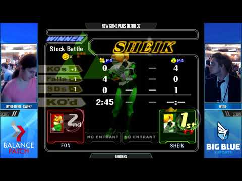 NGPU 37 SSBM - kwest (Green Fox) vs. Woof (Sheik, Fox) - Melee Ladder