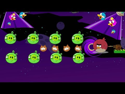 Angry Birds Collection Cannon 5 - SHOOT THE GIANT TERENCE THROUGH BLACKHOLE TO HIT ALL PIGS!