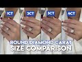 Round Diamond Carat Size Comparison 1 2 3 4ct On Hand