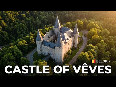 Drone Flight Over Castle of Vêves in the Ardennes