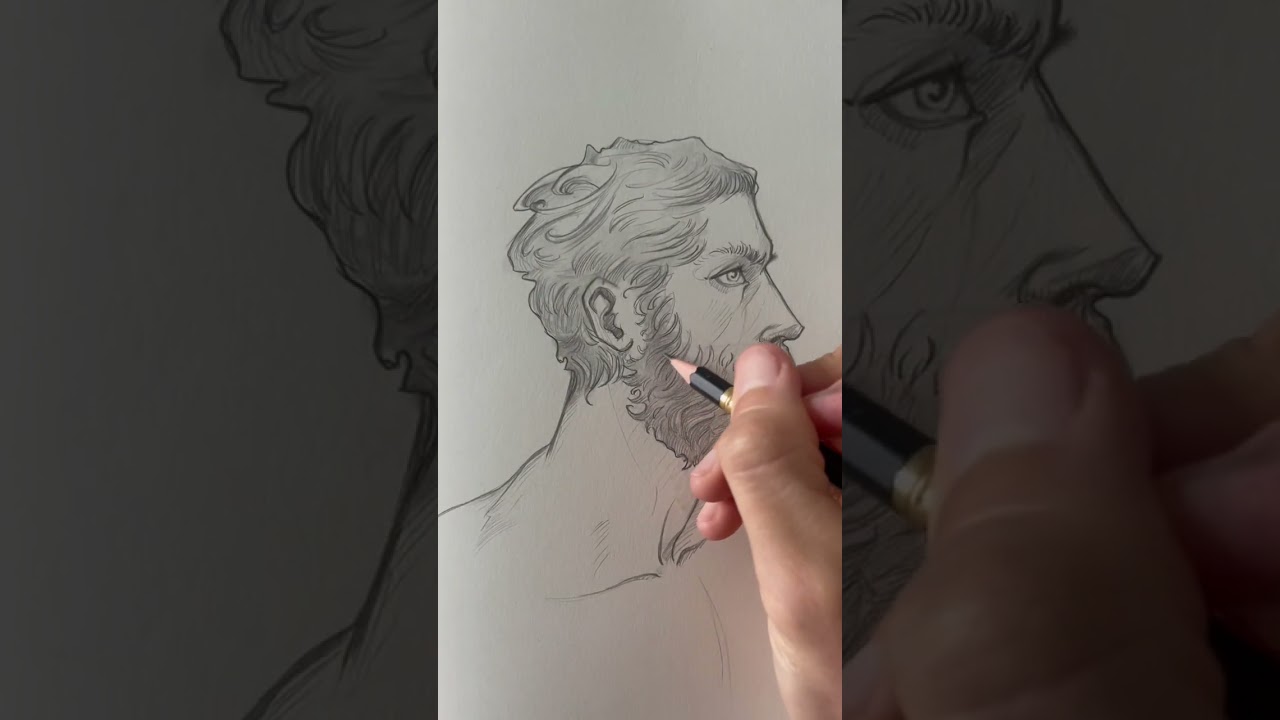 Sketching A Profile Portrait of A Bearded Man In My Sketchbook ✍️🏻 #sketching #drawing #shorts