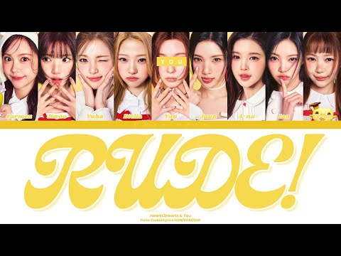 Hearts2Hearts - RUDE! // You as a Member // KARAOKE // (9 Members Ver.) Color Coded Lyrics