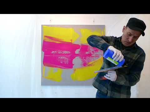 Rakeltechnik,  der Anfang.  Squeegee technique,  the beginning.