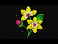 Amazing Flower Rangoli with 5-3 dots 🌻| Easy Rangoli design || Easy dots Kolam | Flower muggulu