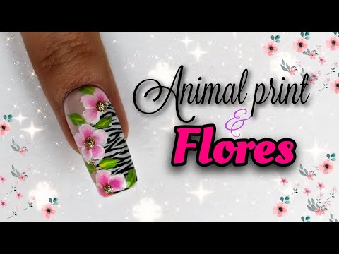 Flores y Animal print FACIL | Decoración de uñas | Flowers Nailart ♥ Nailart By Andy