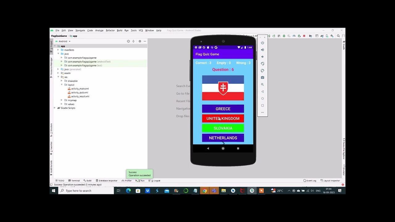 Flag Quiz Game using Android with Java
