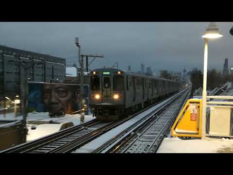 CTA 'L' - Blue Line trains at Damen and California After Winter Storm  (February 2022)