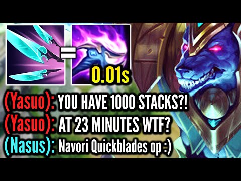 Nasus but my Q has no cooldown so I break the stack record (1000 STACKS AT 23 MINUTES)