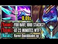 Nasus but my Q has no cooldown so I break the stack record (1000 STACKS AT 23 MINUTES)