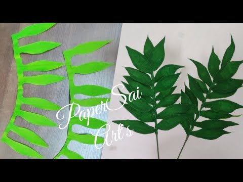 Crepe paper leaves for bouquet decoration, Handmade paper leaves tutorial, Easy method@PaperSaiarts
