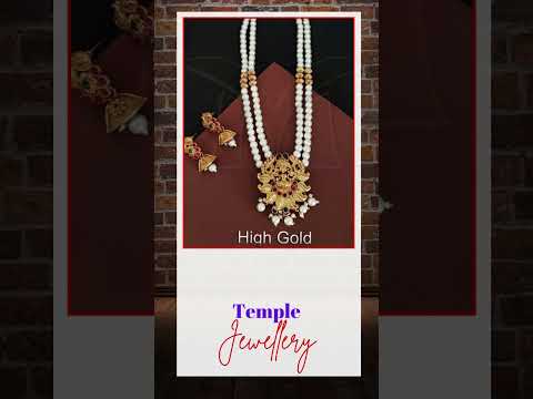 Temple Jewelry High Gold Polish Beautiful God Laxmi Clustered Pearl Long Temple Pendant Set