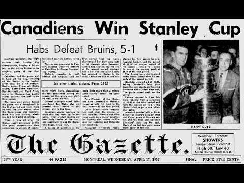 1956-57 Stanley Cup Montreal Canadiens vs Boston Bruins