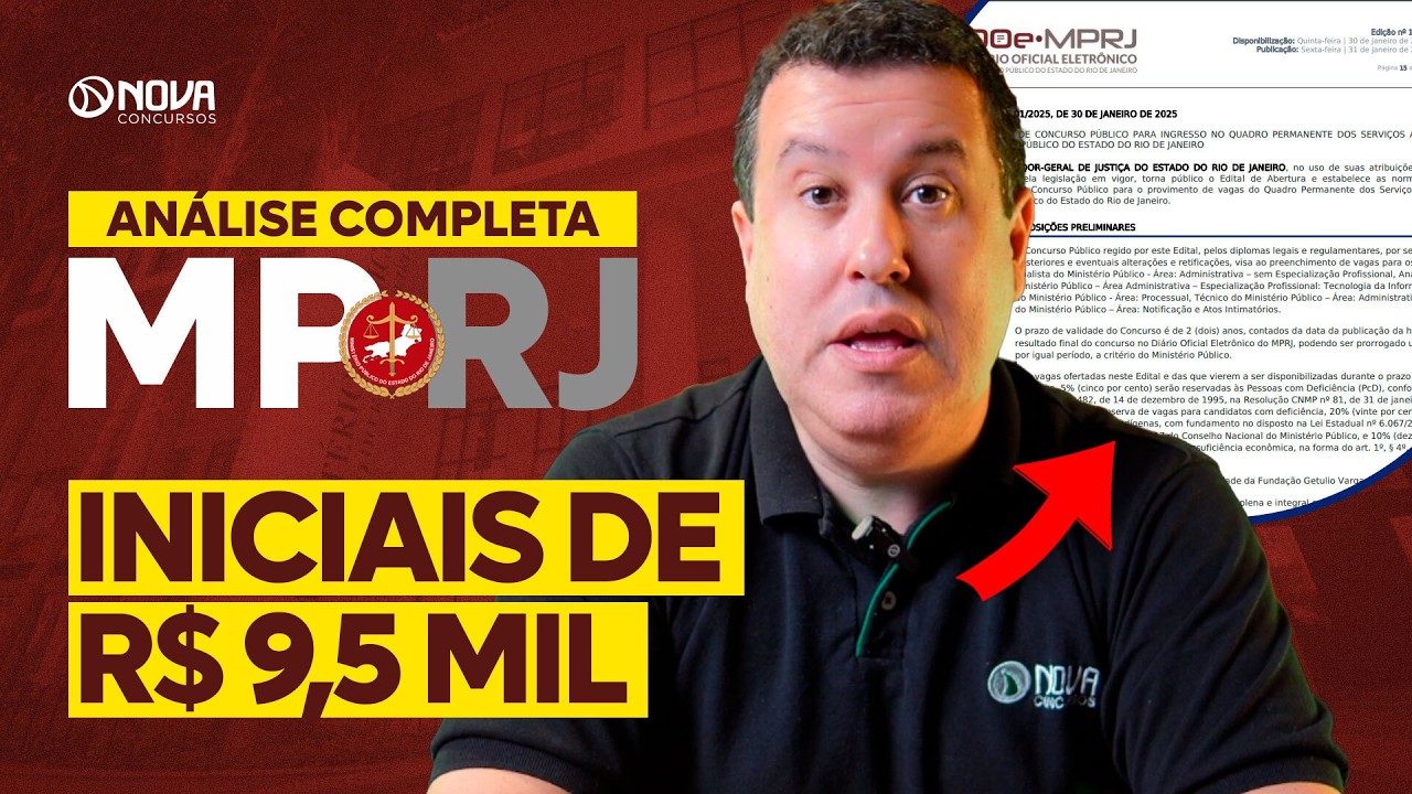 CONCURSO MP RJ 2025 INICIAIS DE R$ 9,5 MIL - ANÁLISE COMPLETA DO EDITAL 🔴
