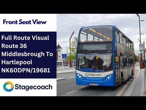 Full Route Visual | Stagecoach NE Bus Route 36 - Middlesbrough To Hartlepool | NK60DPN/19681