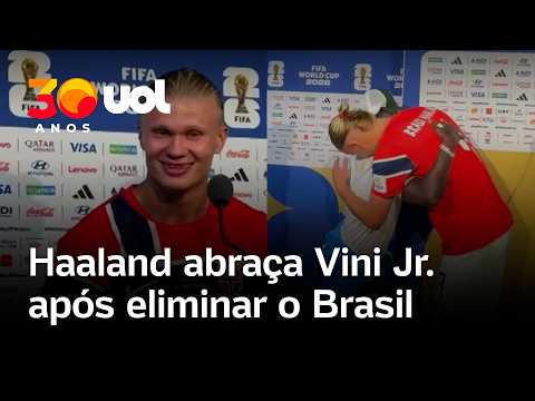 Haaland abraça Vini Jr. após eliminar o Brasil da Copa do Mundo e diz que ‘não esperava vencer’