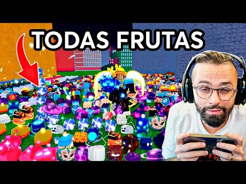 FIZ O IMPOSSÍVEL! 🔥 GIREI FRUTAS ATÉ PEGAR TODAS QUE EXISTEM NO BLOX FRUITS